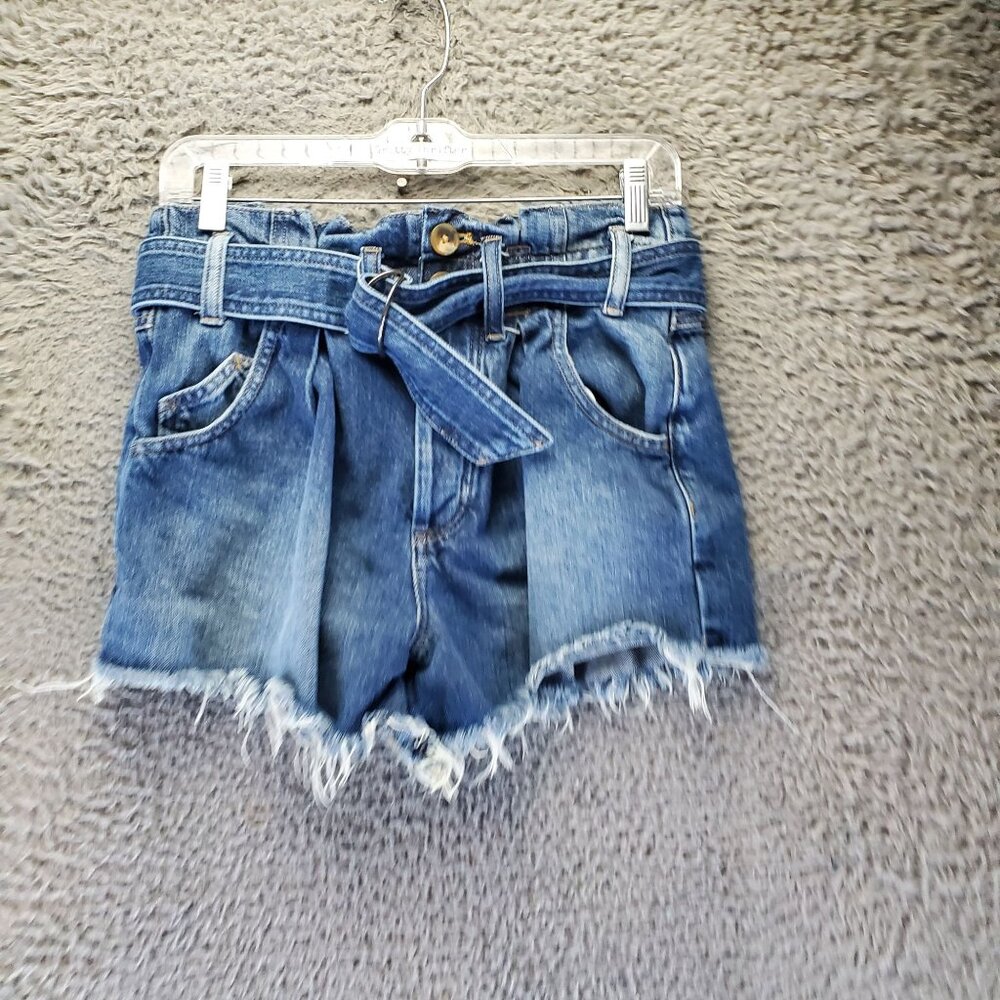 Free People Shorts Womens XS Blue We The Free Denim Frayed Hem Belted Jorts